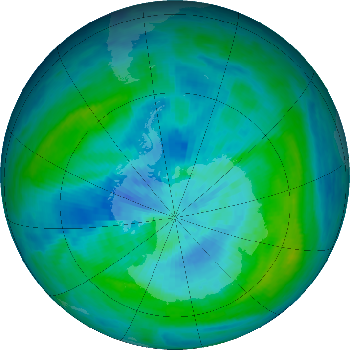 Antarctic ozone map for 18 March 1984